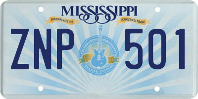 MS license plate ZNP501