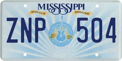 MS license plate ZNP504