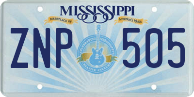 MS license plate ZNP505