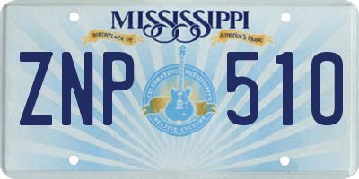 MS license plate ZNP510