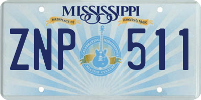 MS license plate ZNP511