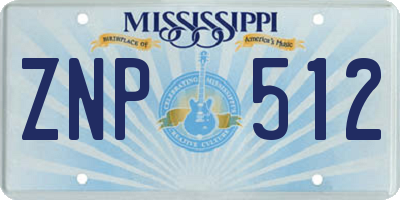 MS license plate ZNP512
