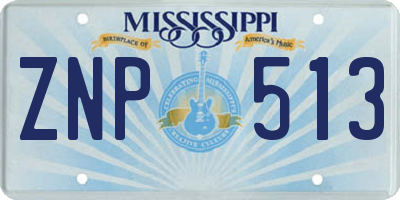 MS license plate ZNP513