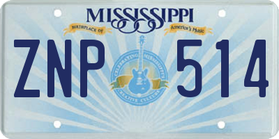 MS license plate ZNP514