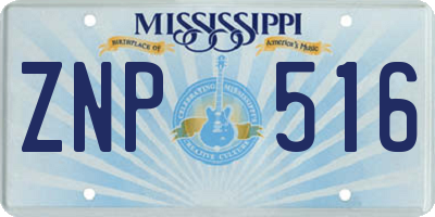 MS license plate ZNP516