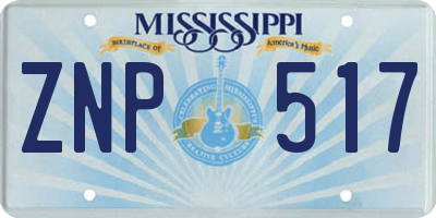 MS license plate ZNP517