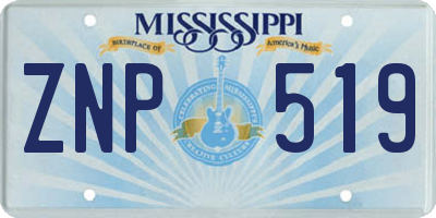 MS license plate ZNP519