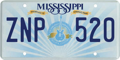 MS license plate ZNP520
