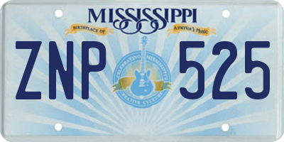 MS license plate ZNP525