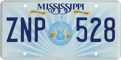 MS license plate ZNP528