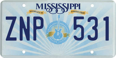 MS license plate ZNP531