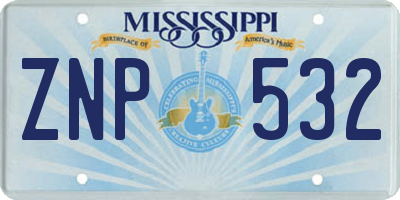 MS license plate ZNP532