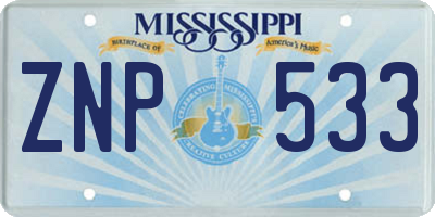 MS license plate ZNP533