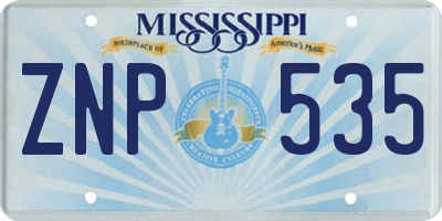 MS license plate ZNP535