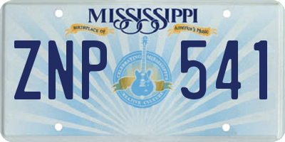 MS license plate ZNP541