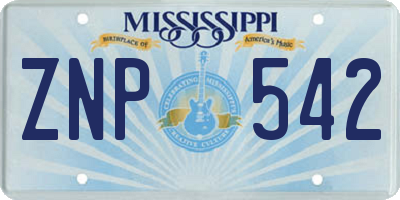 MS license plate ZNP542