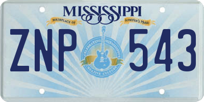 MS license plate ZNP543