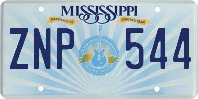 MS license plate ZNP544