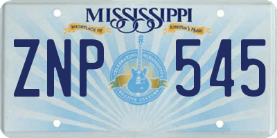 MS license plate ZNP545