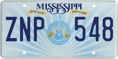 MS license plate ZNP548