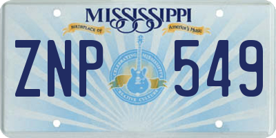 MS license plate ZNP549