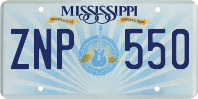 MS license plate ZNP550