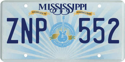 MS license plate ZNP552
