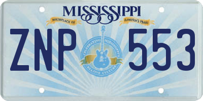 MS license plate ZNP553