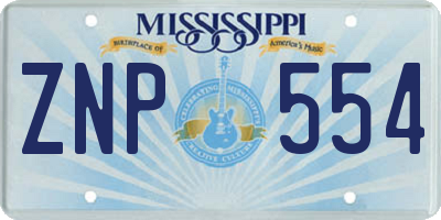 MS license plate ZNP554