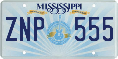 MS license plate ZNP555