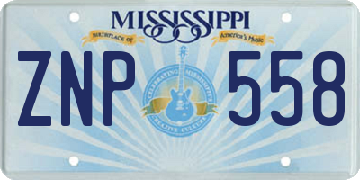 MS license plate ZNP558