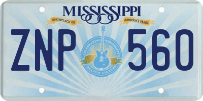 MS license plate ZNP560