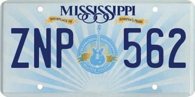 MS license plate ZNP562