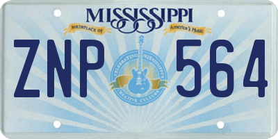 MS license plate ZNP564