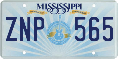 MS license plate ZNP565