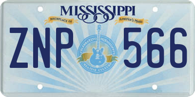 MS license plate ZNP566