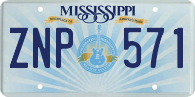 MS license plate ZNP571