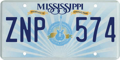 MS license plate ZNP574