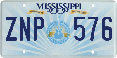 MS license plate ZNP576