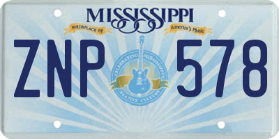 MS license plate ZNP578