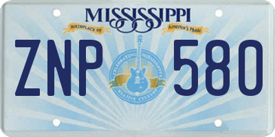 MS license plate ZNP580