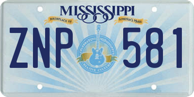 MS license plate ZNP581