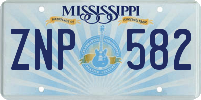 MS license plate ZNP582