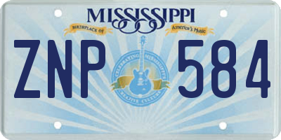 MS license plate ZNP584