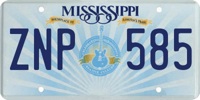 MS license plate ZNP585