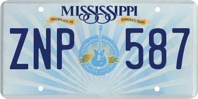 MS license plate ZNP587
