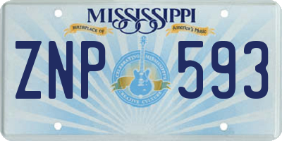 MS license plate ZNP593
