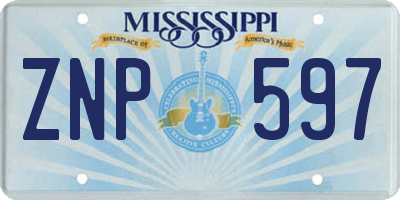 MS license plate ZNP597
