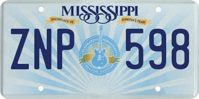 MS license plate ZNP598