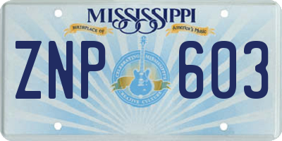 MS license plate ZNP603